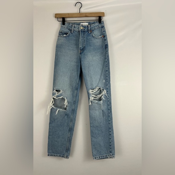 Zara Denim - Zara Distressed High Rise Mom Jeans